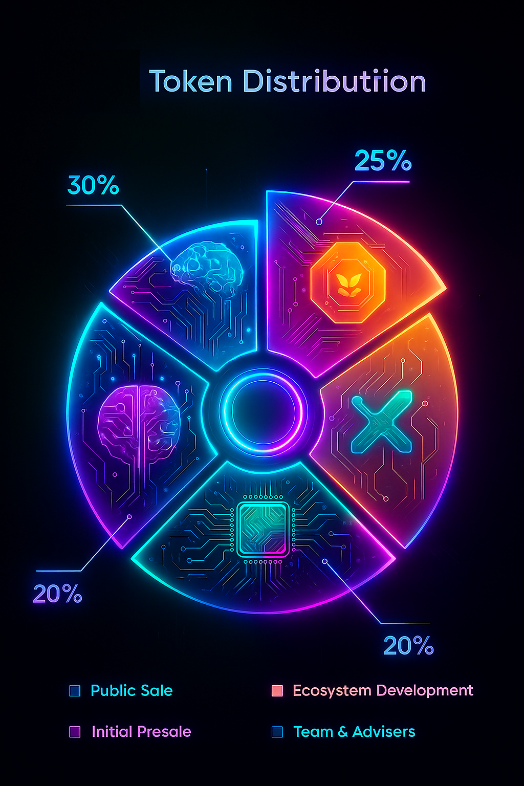 Pie chart of GROK29E token distribution